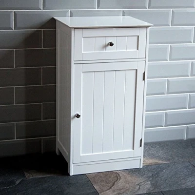 Afbeelding van Bath Vida Priano badkamerkast 1 deur lade vloerstaande kast eenheid opslag, wit