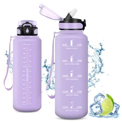 Afbeelding van Vikaster Sportdrinkfles, BPA vrij, 1500 ml, fles met rietje, lekvrij, gemakkelijk te openen, herbruikbare fles, fitnessstudio, hardlopen