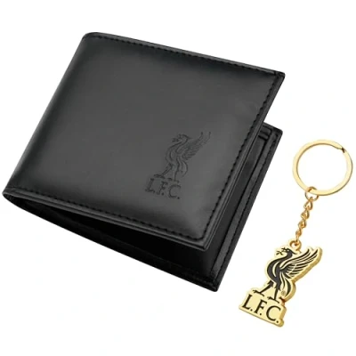 Afbeelding van Liverpool F.C. Portemonnee accessoireset voor sportfans met kaartsleuven en muntvak, supportersuitrusting voetbalcadeaus mannen, Zwart, Eén maat, Modern