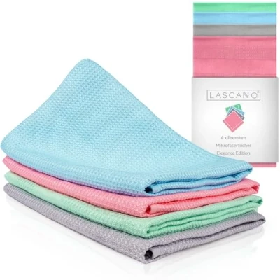 Afbeelding van Lascano Vaatdoeken Microvezel Set van 4 60 x 40 cm Stijve, multifunctionele microvezeldoeken Voor de keuken Pluisvrij &amp; absorberend Elegance Edition
