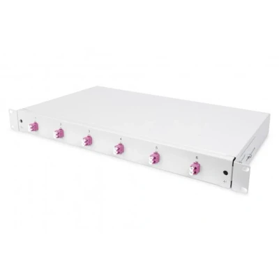 Afbeelding van DIGITUS glasvezel lasdoos 6 koppelingen LC OM4 1U 19 inch multi mode duplex met rack montage