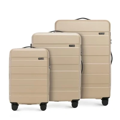 Afbeelding van WITTCHEN COMODO Line Harde Koffer Set 3 Stuks Bagage Trolley Lichtgewicht Transportkoffer met 4 Wielen Combinatieslot Beige