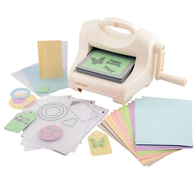 Afbeelding van Vaessen Creative Cut Easy + A5, grote stans en reliëfmachine, starterset incl. kleikarton, stansvormen reliëffolders, stansen voor knutselen embossing, ideaal het maken van kaarten,