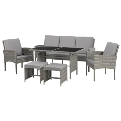 Afbeelding van SVITA Denver Polyrotan tuinmeubelset, eetgroep, lounge, eettafel, bruin