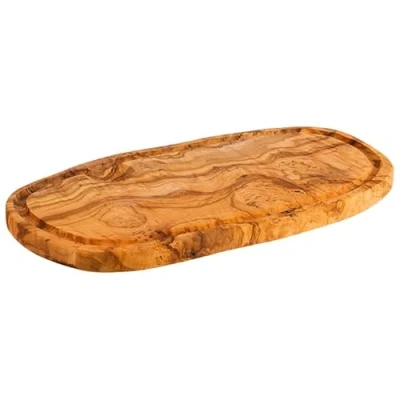 Afbeelding van APS 1021 serveerplank Olive, 34,5 x 18,5 cm, hoogte 2 met sapgroef, olijfhout, natuurlijke afwijking in vorm, nerf en grootte