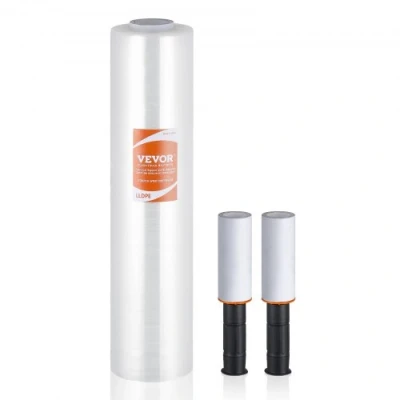 Afbeelding van VEVOR Rekfolie, 38,1 cm x 305 m, rol transparante stretchfolie, duurzaam, 1 stuk, 80 gauge, robuuste stretchfolie met handgrepen voor palletverpakking, verzending, verhuizing