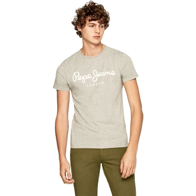 Afbeelding van Pepe Jeans Original Stretch Tshirt print, Heren, Maat: XL, Grey marl