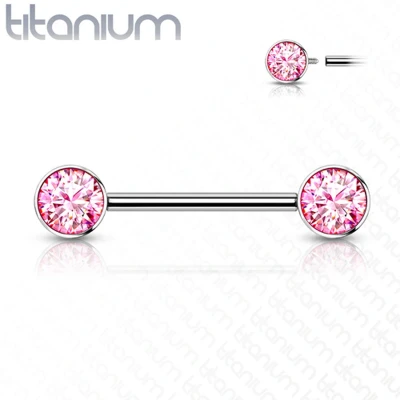 Afbeelding van Piercing titanium steen roze 12mm