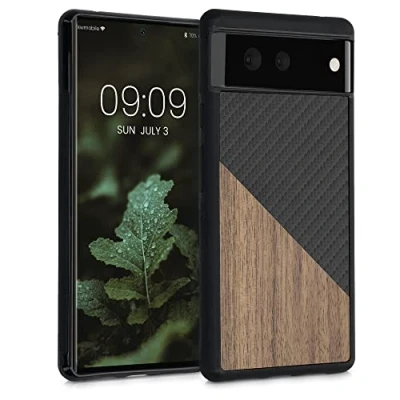 Afbeelding van kwmobile hoesje compatibel met Google Pixel 6 Backcover in donkerbruin/zwart Smartphonehoesje