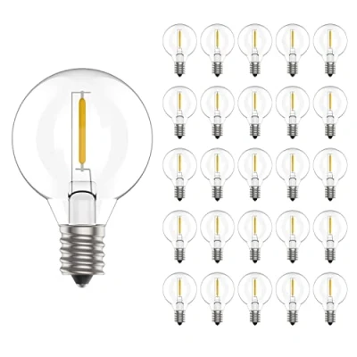 Afbeelding van Svater G40 LED Gloeilamp, E12 1W Glas Gloeilampen, AC 220 240 V, 2700K Warmwit, Energiebesparing, flikkert niet, niet dimbaar, IP45 waterdicht Ledlamp voor Buiten lichtketting, 25 Stuks