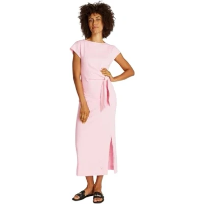 Afbeelding van Tommy Hilfiger KNOT BOAT MIDI Dress Jerseyjurk, Dames, Maat: Medium, Classic pink