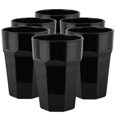 Afbeelding van TREND FOR HOME Gigi Piano Black glazen set 6 delige drinkglazen groot 425 ml cocktailglazen longdrinkglazen ijskoffie grote kleurrijke zwart