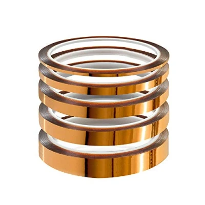 Afbeelding van YIXISI 5 pack Hittebestendige Tape, Hoge Temperatuur Kapton Polyimide Film Plakband, Multi formaat 3 mm / 6 8 10 12 x 33 m, Tot 280 ℃ (536 ℉)