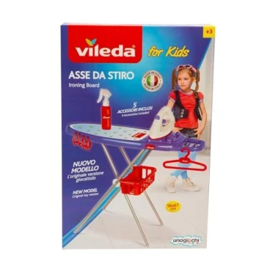 Afbeelding van Vileda, VLE03 Strijkset, 7 delig, strijkplank, strijkijzer, mand, hanger, 3 wasknijpers, reproductie producten van het merk speelgoed voor kinderen vanaf jaar