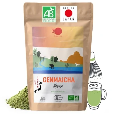 Afbeelding van ORIGEENS Bio Japans Genmaicha Theepoeder Biologisch voor Matcha Latte Zakje 80gr
