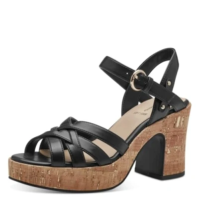 Afbeelding van s.Oliver Sandalen voor dames met hak, Vegan, zwart, 39 EU