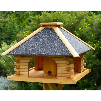 Afbeelding van Massief voederhuis met structuurpleister V20 steen, vogelhuis, vogelvilla, vogelhuisjes, vogelvoederhuis