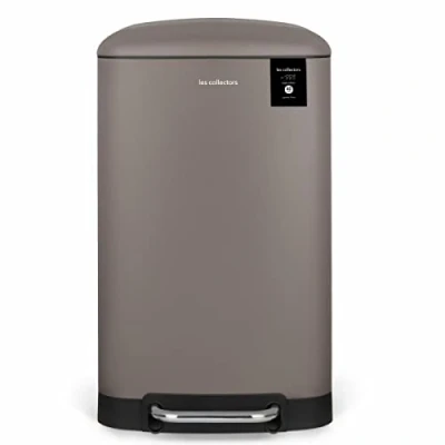 Afbeelding van Pedaalemmer roestvrij staal Collectors, taupe, nr. 883, 40 L, compatibel met 50 L zakken, uitneembare binnenemmer, elegant design, matte afwerking, geruisloze dekselsluiting