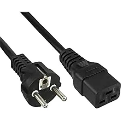 Afbeelding van PremiumCord netsnoer 230 V 1,5 m, stroomkabel met geaard contact op koudeaansluiting C19, IEC 320, pc 3 polig, 16 A, kleur zwart