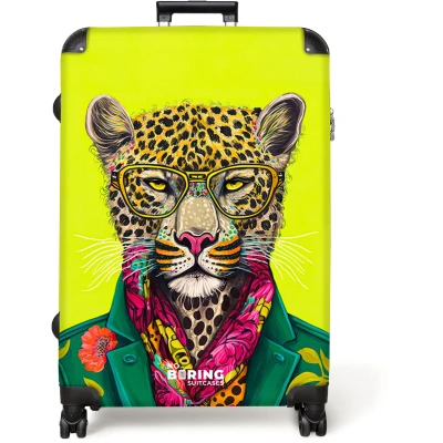 Afbeelding van NoBoringSuitcases.com® Koffer groot Reiskoffer lichtgewicht Panter Dier Bril Kleuren Rolkoffer met 4 wielen Grote trolley XL 98 liter bagage