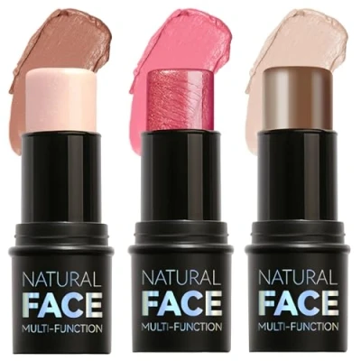 Afbeelding van Nivofu 3 stuks Creamy Contouring stick met highlighter, blush en bronzer contour, waterbestendige contourstift voor het gezicht, die gezicht moeiteloos contouren een lichte look geeft