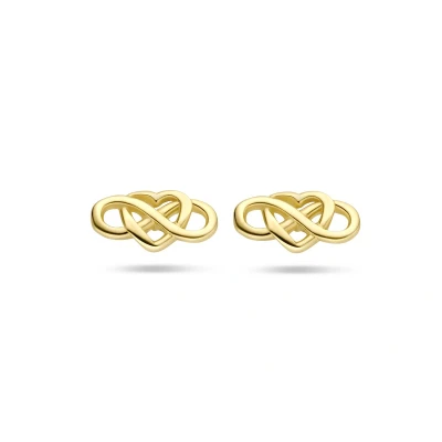 Afbeelding van 14K geelgoud oorknoppen hart en infinity 4027155 Oorbellen horloge Goudkleur