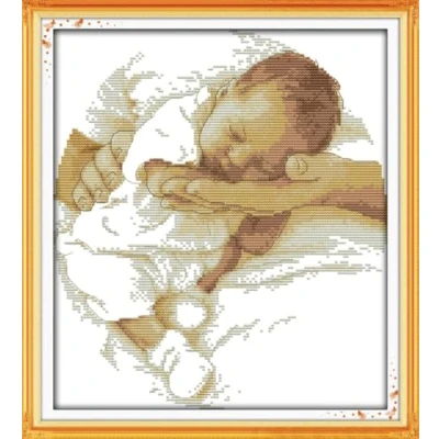 Afbeelding van Awesocrafts Kruissteek Gestempelde Kits Kostbare Baby Gemakkelijk Patronen Kruissteken Borduurwerk Handwerken Kit Supplies
