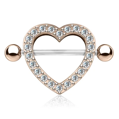 Afbeelding van Tepelpiercing hartje gold plated rose