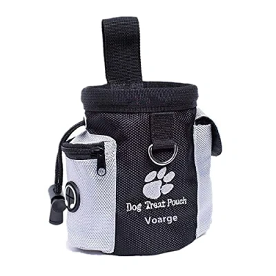 Afbeelding van VOARGE Voerzak voor honden, draagbare snacktas, voedseltas, ingebouwde poop zakdispenser, voedertas, snacktas met clip, voedertas hondentraining en training