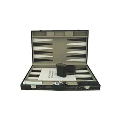 Afbeelding van PrimoGames Attaché Case Backgammonspel Edele kunstlederen backgammonset met vilten binnenhoes 48 x 38 cm incl. dobbelbekers