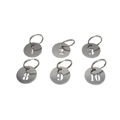 Afbeelding van NanTun 1&quot; genummerde sleutelhangers 304 roestvrijstalen met ringen duurzaam en waterdicht voor eenvoudige organisatie, Zilver, 1 to 60