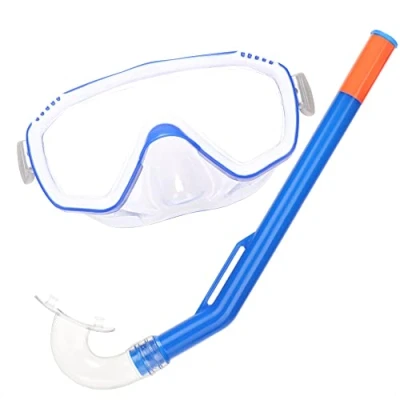 Afbeelding van com four® 2 delige Snorkelset voor kinderen van 3 tot 6 jaar kleine Duikbril en snorkel om te duiken (Kinderen transparant)