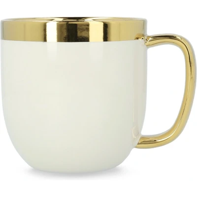 Afbeelding van HOMLA sensorische beker met gouden decoratie mok theekop koffiemok 0,28 l porselein verguld handgeschilderd wit en goud
