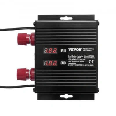 Afbeelding van VEVOR 250 AMP spanningsgestuurd scheidingsrelais, 12 V/24 V, universeel VSR spanningsgevoelig relais, batterijisolator, voor auto, vrachtwagen, ATV, RV, accu, starter, controller, netschakelaar