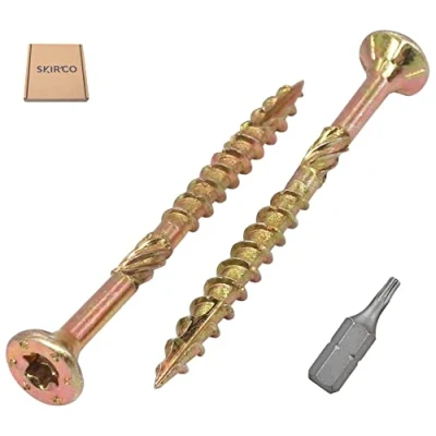 Afbeelding van SKIR&#039;CO (Pack van 50 stuks) Universeel verzinkt staal 3,5 x mm gele houtschroeven, verzonken kop, torx type 17, spaanplaatschroeven (50, mm)