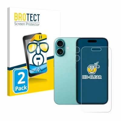 Afbeelding van BROTECT (2 Stuks) Schermbeschermer voor Apple iPhone 16 (Voor+Camera) Screen Protector Transparant
