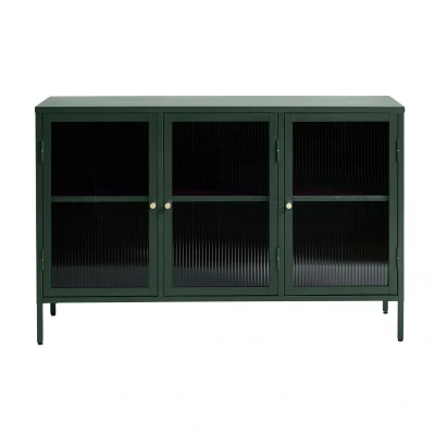Afbeelding van Nordic Home Olan glazen dressoir 130 cm groen Metaal