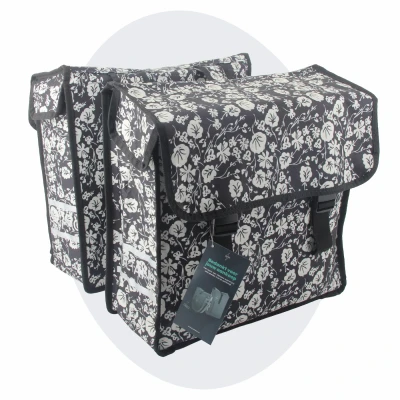 Afbeelding van Voltano Dubbele Fietstas Midnight Blossom 38 Liter Waterdicht Polyester