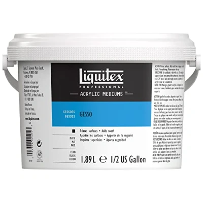 Afbeelding van Liquitex 5334 Professional Gesso, primer voor acrylverf, lichte en verouderingsbestendige primer, klaar gebruik 1,89 Liter Emmer, Wit