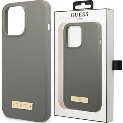 Afbeelding van Guess GUHMP13LSPLG iPhone 13 Pro / 6.1 grijs/grijs harde hoes Siliconen logoplaat MagSafe