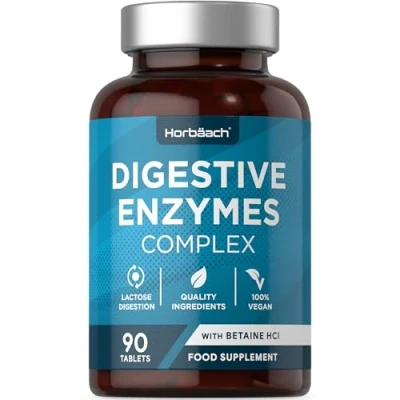 Afbeelding van Spijsverteringsenzymsupplementen met betaïne HCl 90 tabletten Darmgezondheidssupplementen lactase enzym Vegan Complex by Horbaach