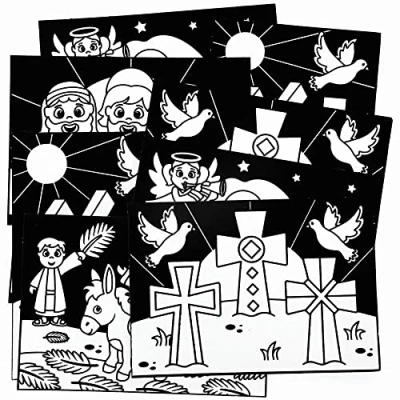 Afbeelding van Baker Ross Holy Week Fuzzy Art Pictures Pack van 10, Religieuze Vilt Sets voor Kinderen (FC508)