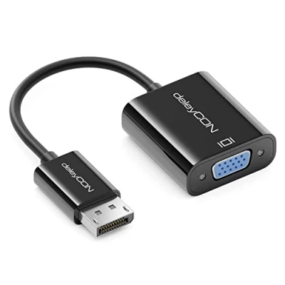 Afbeelding van deleyCON DisplayPort naar VGA Adapter Converter Male Female voor PC Computer Notebook Monitor Projector Zwart