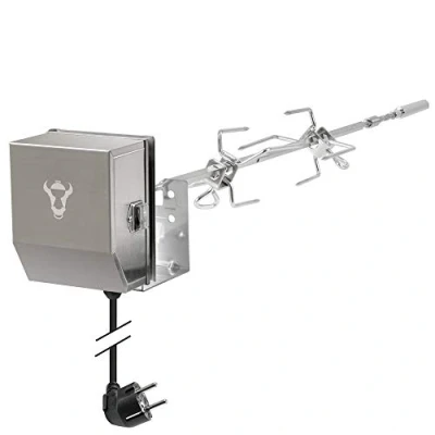 Afbeelding van BBQ TORO Draaispindelset van roestvrij staal, voor Weber Spirit II gasbarbecue, met 2 vleesspiesen, handvat en motor, rotisseriespeld