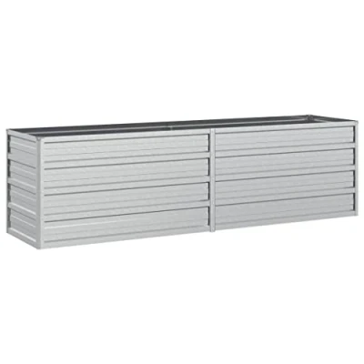 Afbeelding van vidaXL Plantenbak verhoogd 160x40x45 cm gegalvaniseerd staal zilver, plantenbak, tuinpot, bloembak, tuinbak, plantenpot, bloempot, plantenbakken