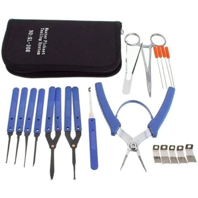 Afbeelding van Loboo Idea Gebroken sleutel Extractor Set Home Depot Slotenmaker Gereedschap verwijderen haken LockPick 14pcs Zwart