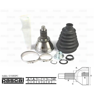 Afbeelding van Homokineet reparatie set, aandrijfas PASCAL G1S002PC