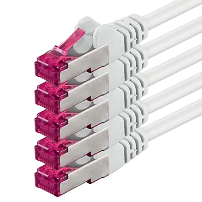 Afbeelding van 1m wit 5 stuks Ethernet Cable Gigabit LAN Netwerkkabel RJ45 CAT6a (10Gb/s) S FTP CAT 6a Lankabel GHMT gecertificeerd PIMF 500 MHz