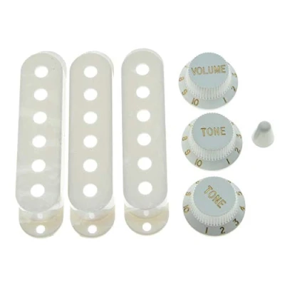 Afbeelding van KAISH Witte ST Strat Pickup Covers Knoppen en 5 Way Switch Tip Cap