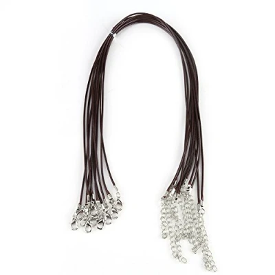 Afbeelding van Ketting waxtouw, 10 stuks instelbare halsketting, snoer voor DIY sieraden, met galvanische karabijnsluiting bruin